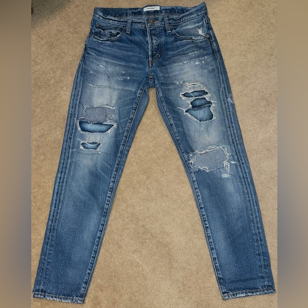Moussy Distressed Medium Blue Skinny Jeans